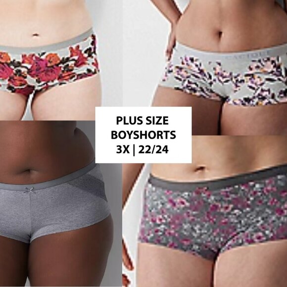 Plus size boyshort underwear - 4 pairs 3X 22/24 Cacique cotton boy shorts floral - Picture 1 of 1